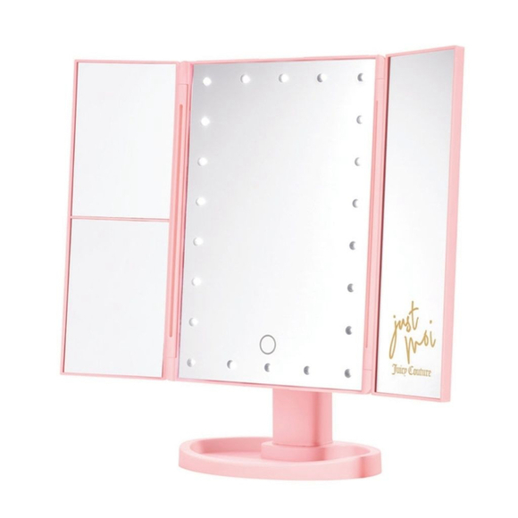 Juicy Couture Tri-Fold LED Light Up Vanity Mirror - Pink - Picture 1 of 8